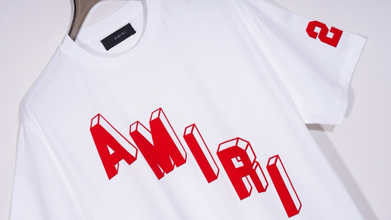 Amiri Logo Flocked Felt Trimmed Cotton Jersey White T Shirt (4) - www.newkick.vip